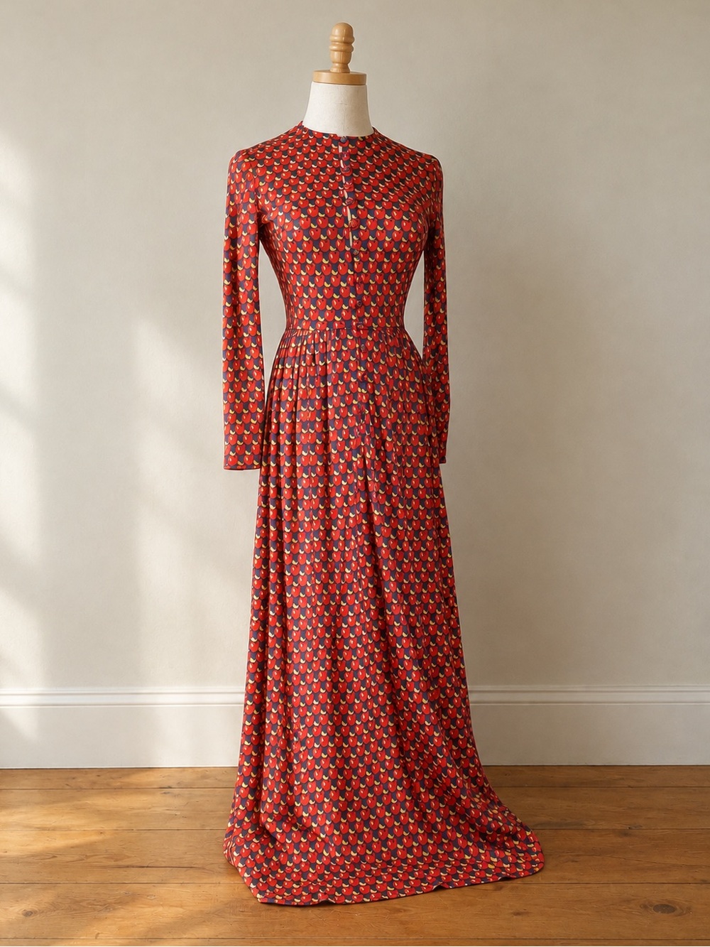 John Meyer Vintage Novelty Apple Print Maxi Dress XS